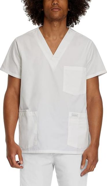 MENS 5 POCKET SCRUB WHITE MED
