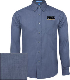 PHSC Deep Poplin Crosshatch Long Sleeve Button Down PSHC Wordmark - ONLINE ONLY