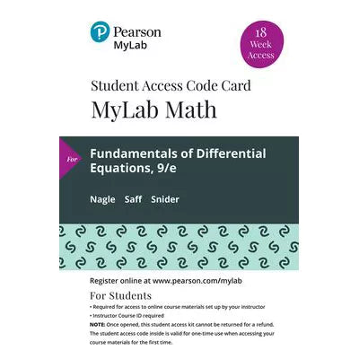 MyLab Math with Pearson eText Access Code (18 Weeks) for Fundamentals of Differential Equations